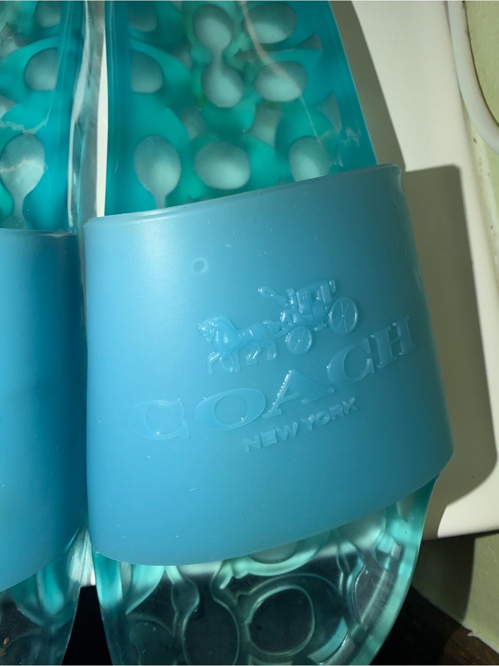 Coach Blue Teal Slide Sandals - Picture 2 of 10